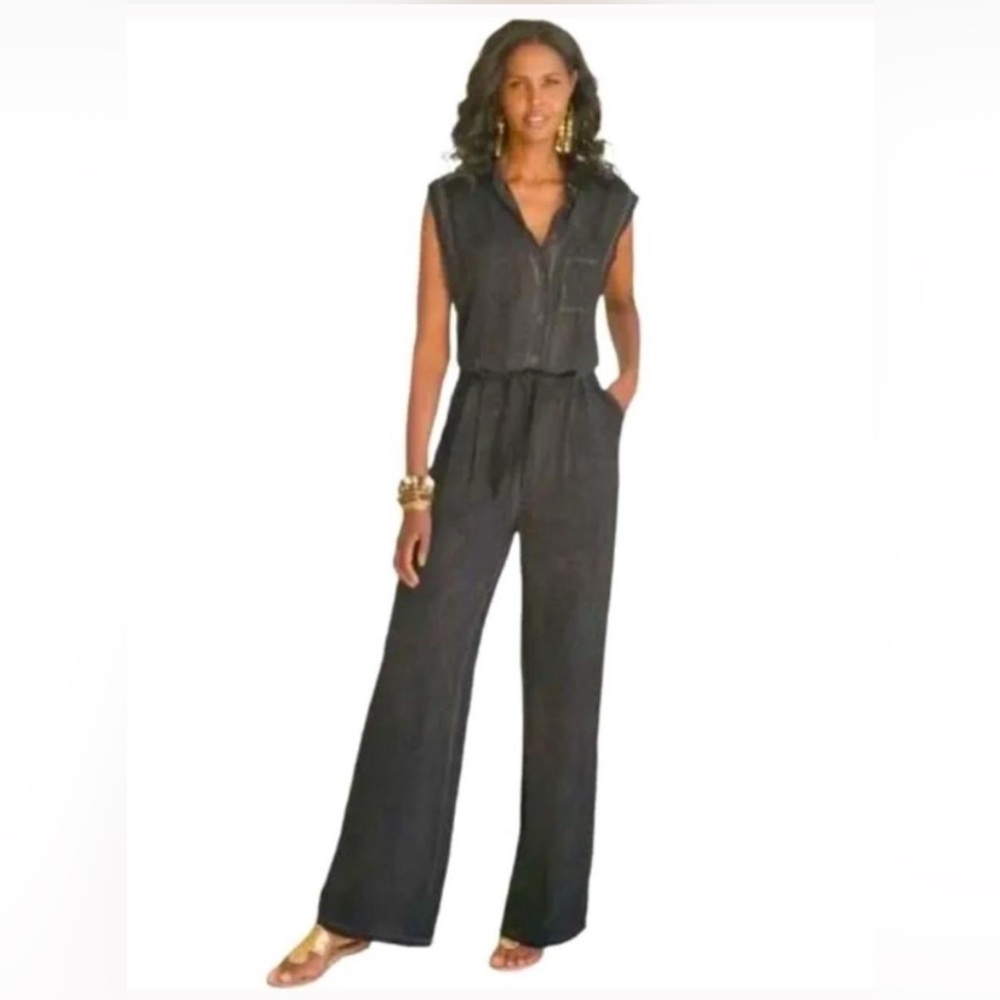 Soft Surroundings Charcoal Sleeveless Jumpsuit
